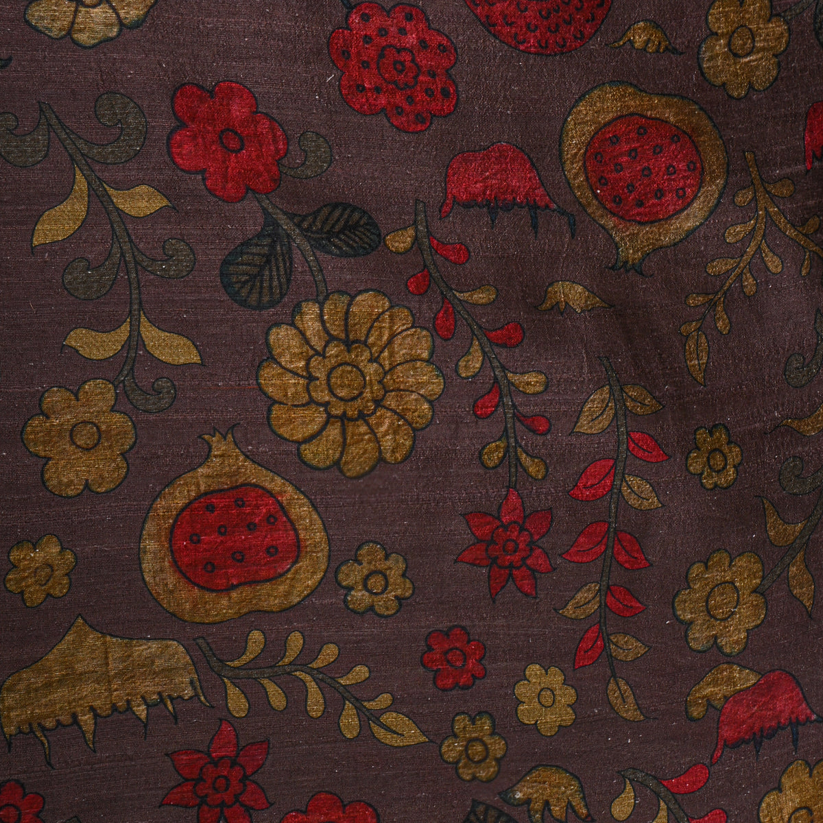 Violet Floral Digital Print Raw Silk Fabric