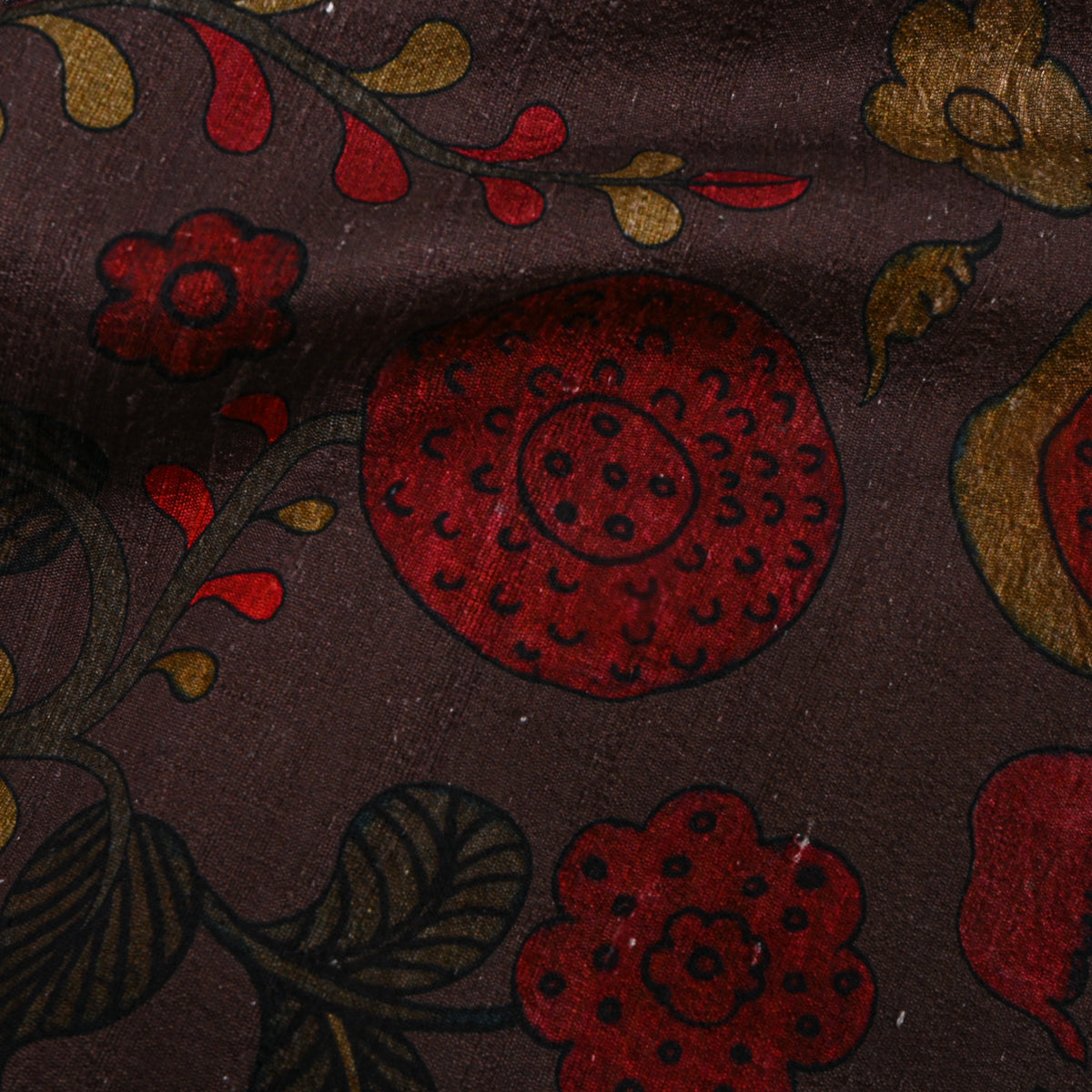 Violet Floral Digital Print Raw Silk Fabric