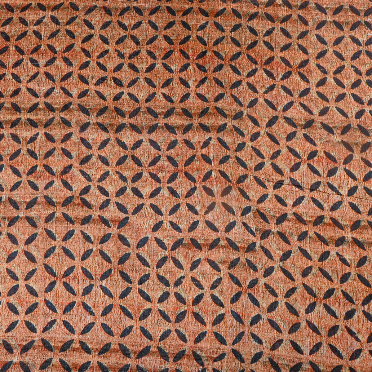 Clay Navy Petal Geometric Print Silk Fabric
