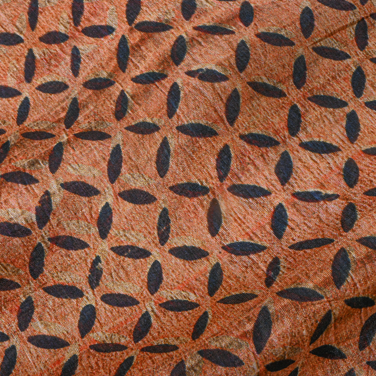 Clay Navy Petal Geometric Print Silk Fabric