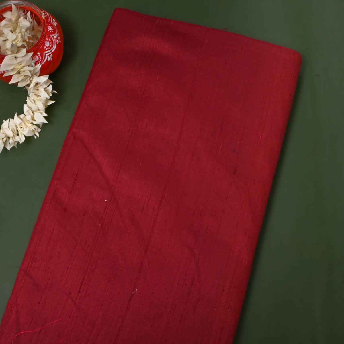 Wine Maroon Plain Raw Silk Fabric
