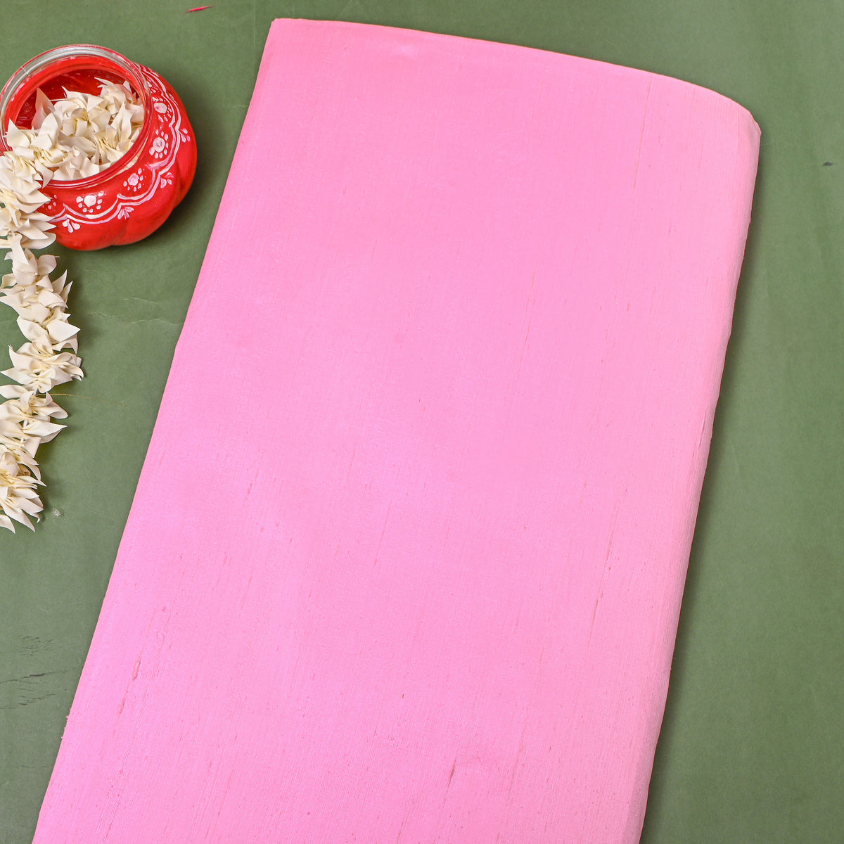 Bubblegum Pink Plain Raw Silk Fabric