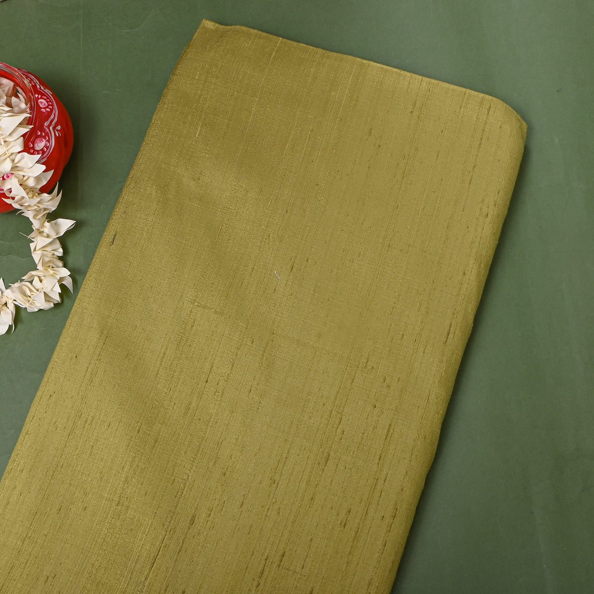 Pear Green Plain Raw Silk Fabric
