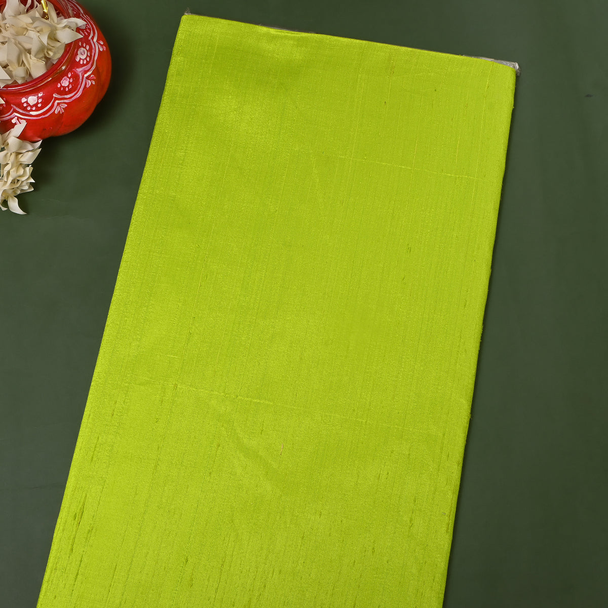 Pistachio Plain Raw Silk Fabric