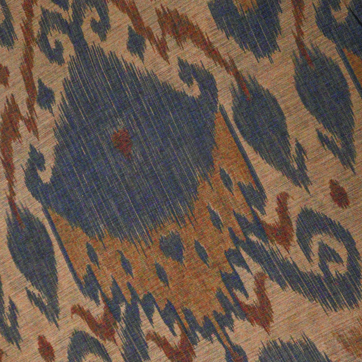 Sand Beige Ikat Geometric Print Tussar Silk Fabric
