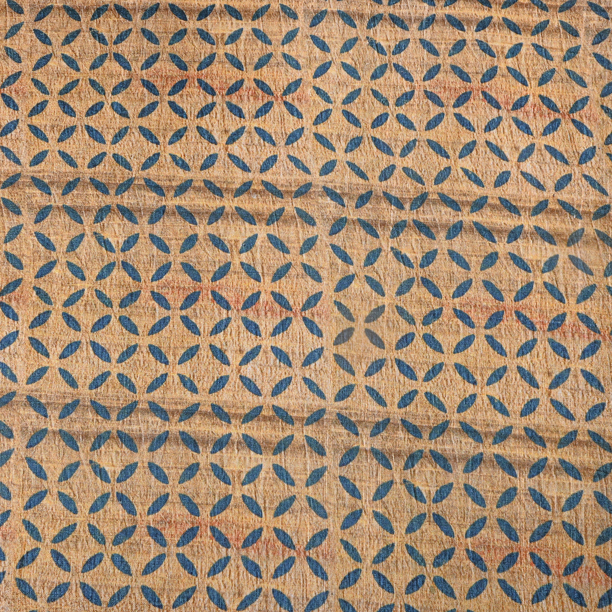 Wheat Blue Petal Geometric Print Silk Fabric