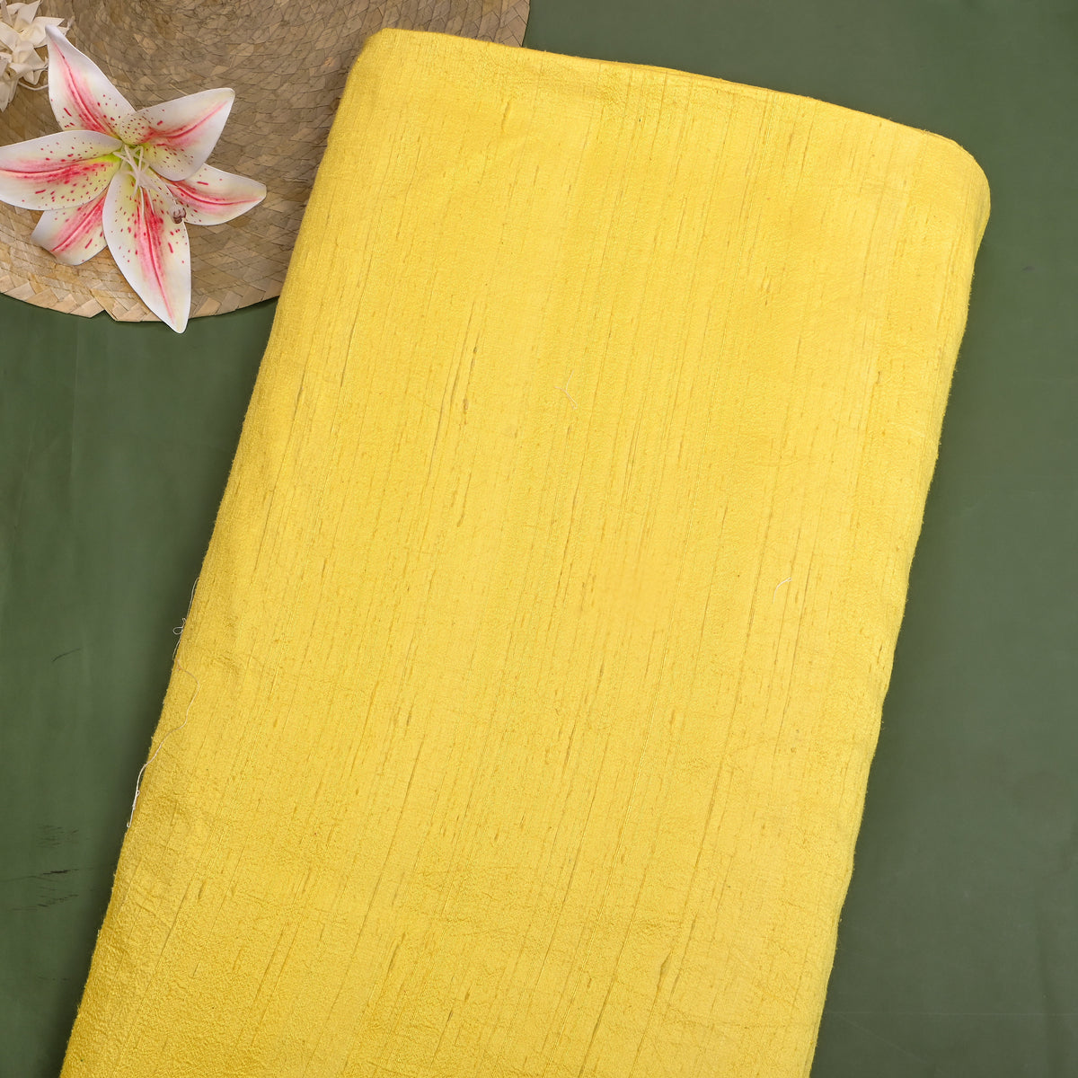 Canary Yellow Plain Raw Silk Fabric