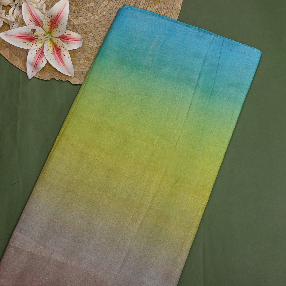 Lagoon Ombre Sheded Silk Fabric