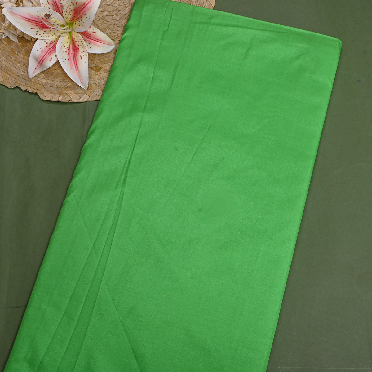 Soft Green Plain Pure Silk Fabric
