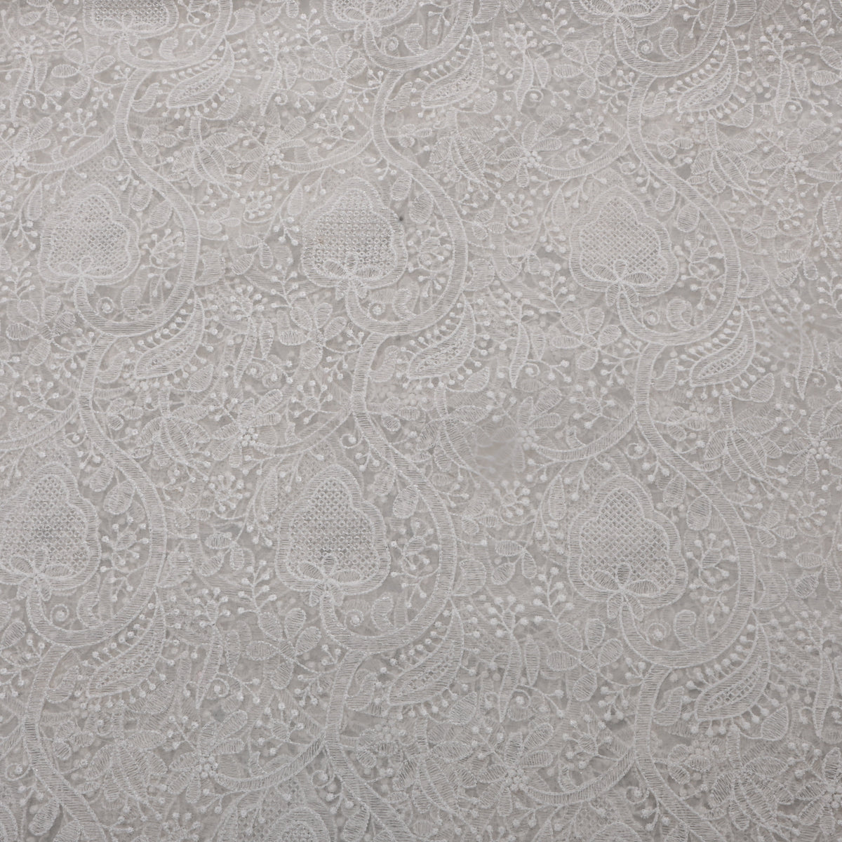 White Organza With Floral Jaal Thread Work