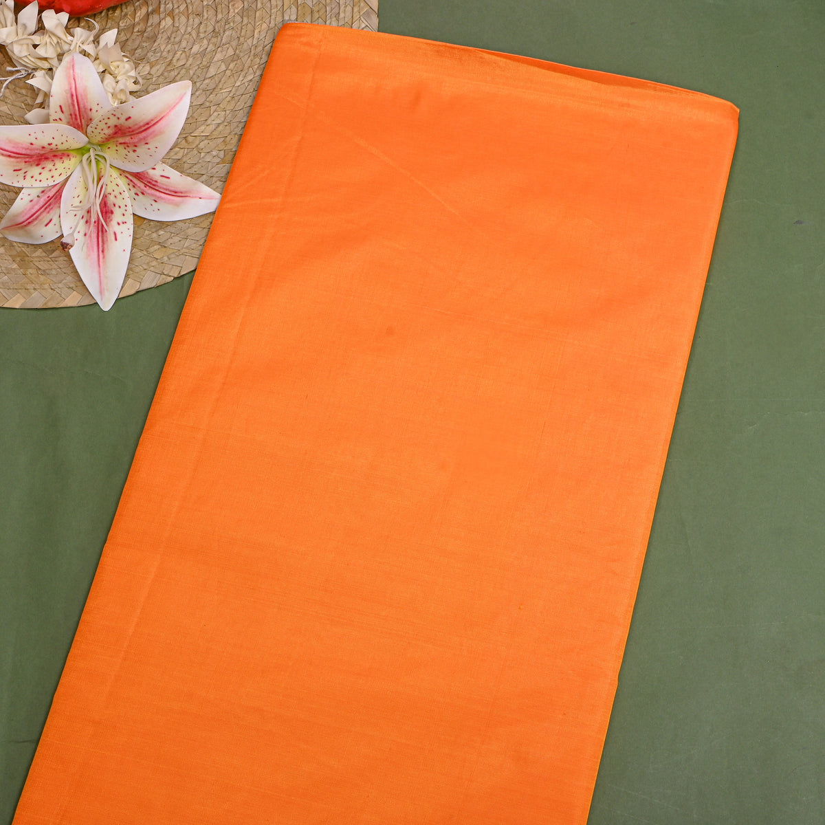 Sunset Orange Plain Pure Silk Fabric