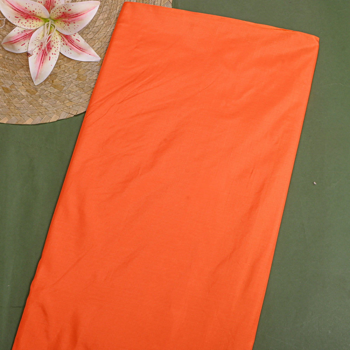 Flame Orange Plain Pure Silk Fabric