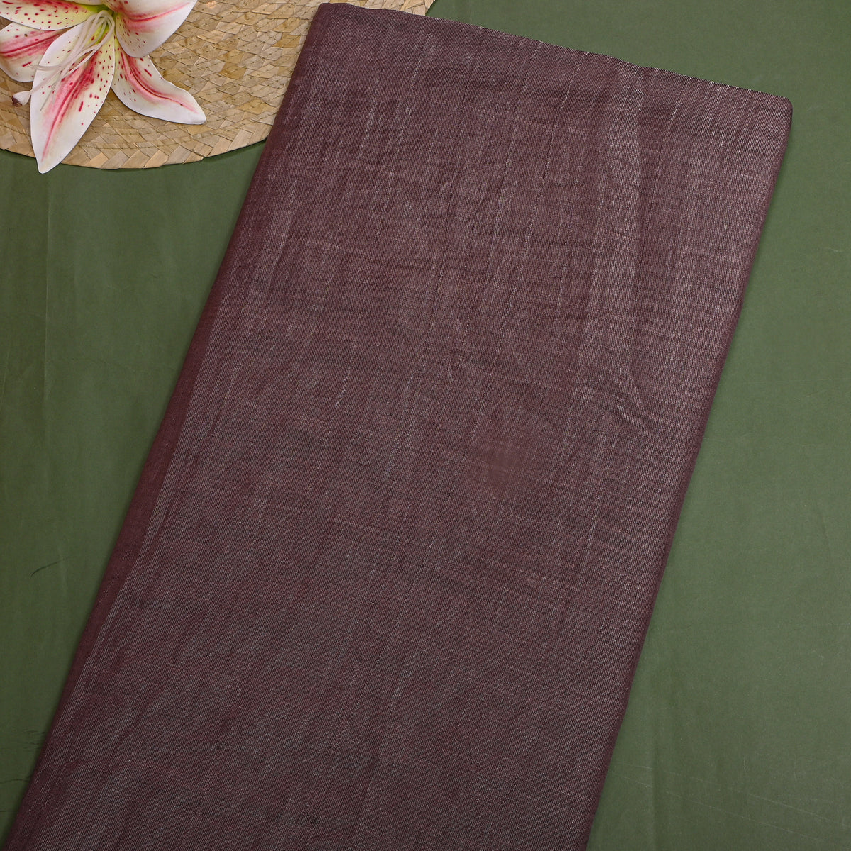 Cocoa Plum Plain Tissue Silk Fabric
