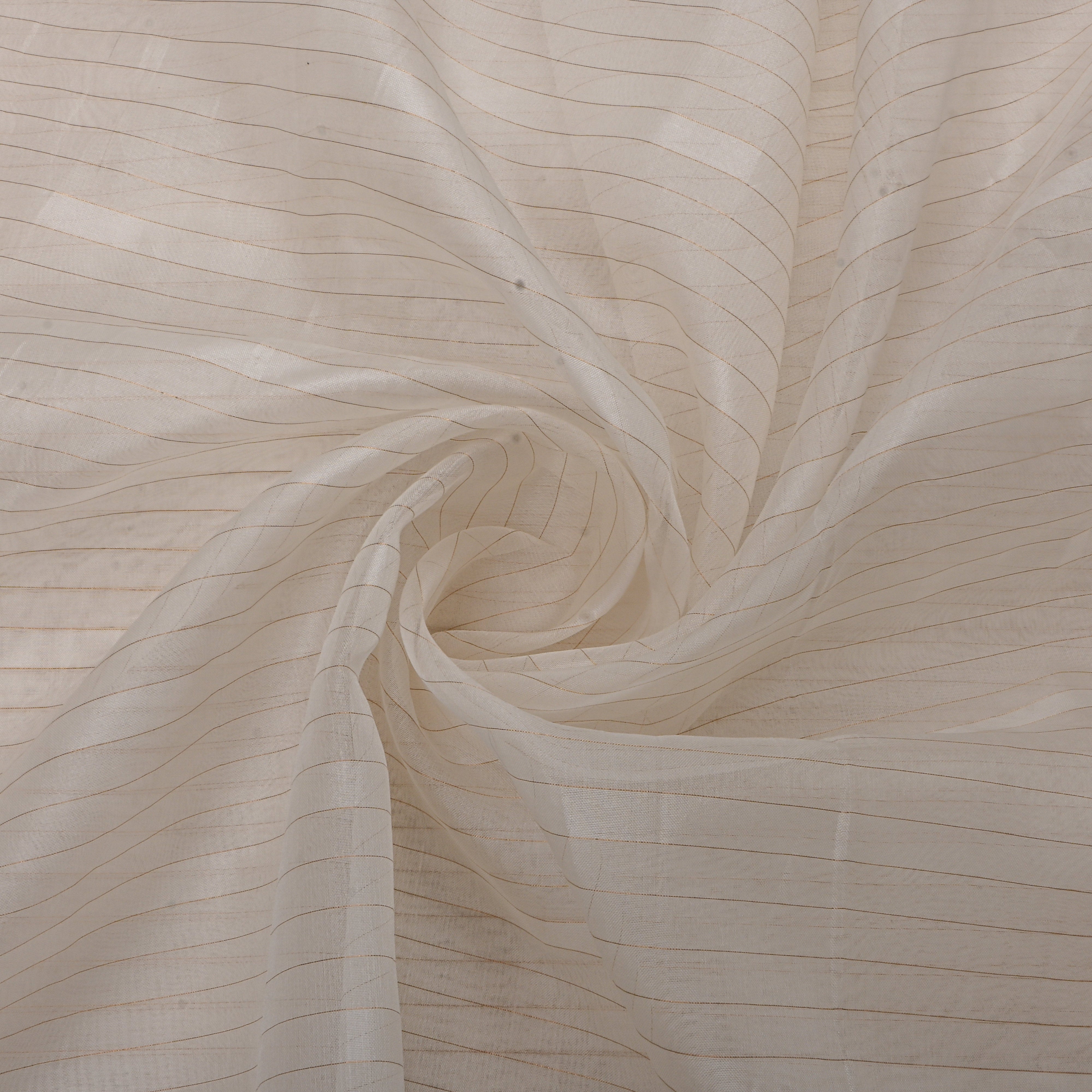 White Shimmer Strips Organza Fabric