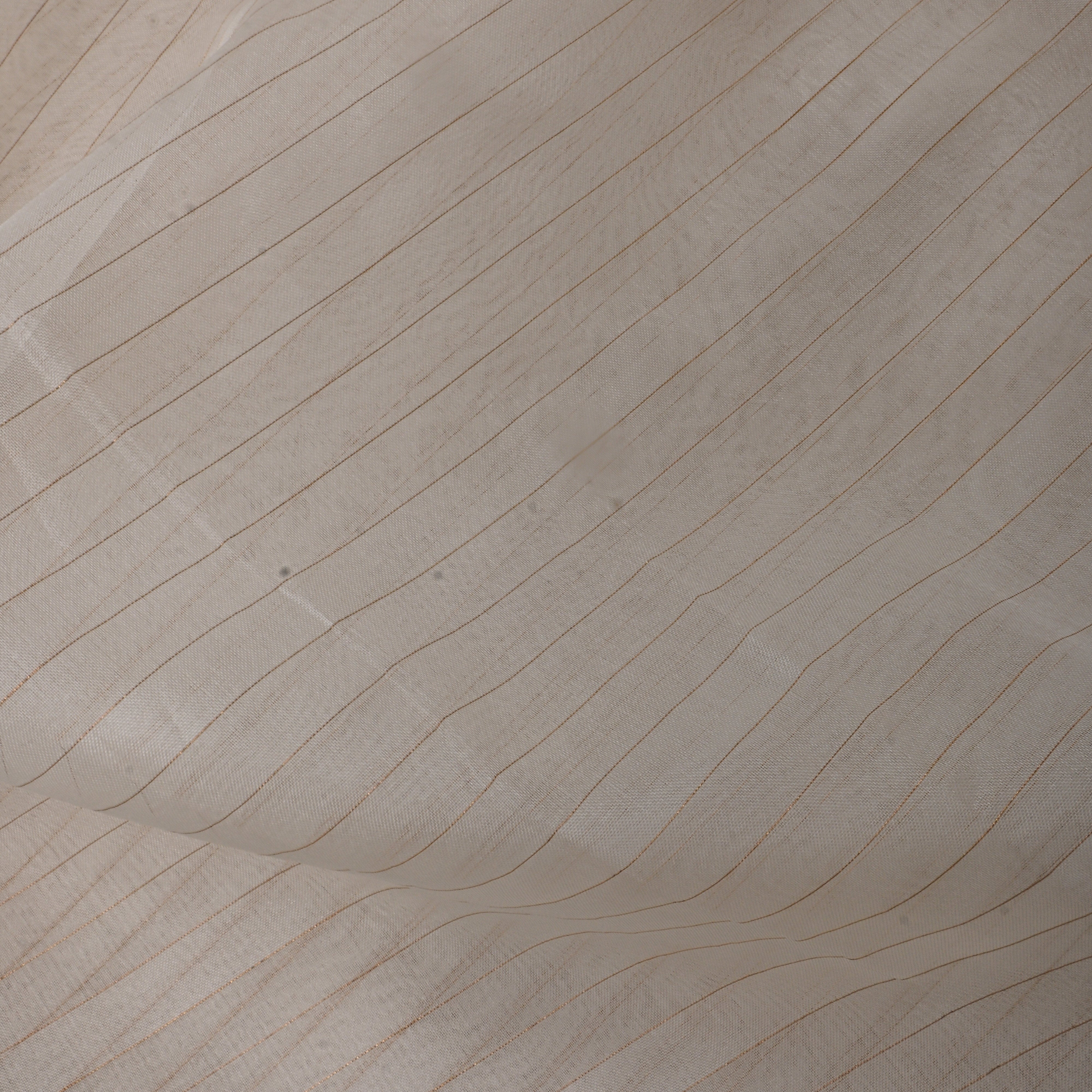 White Shimmer Strips Organza Fabric