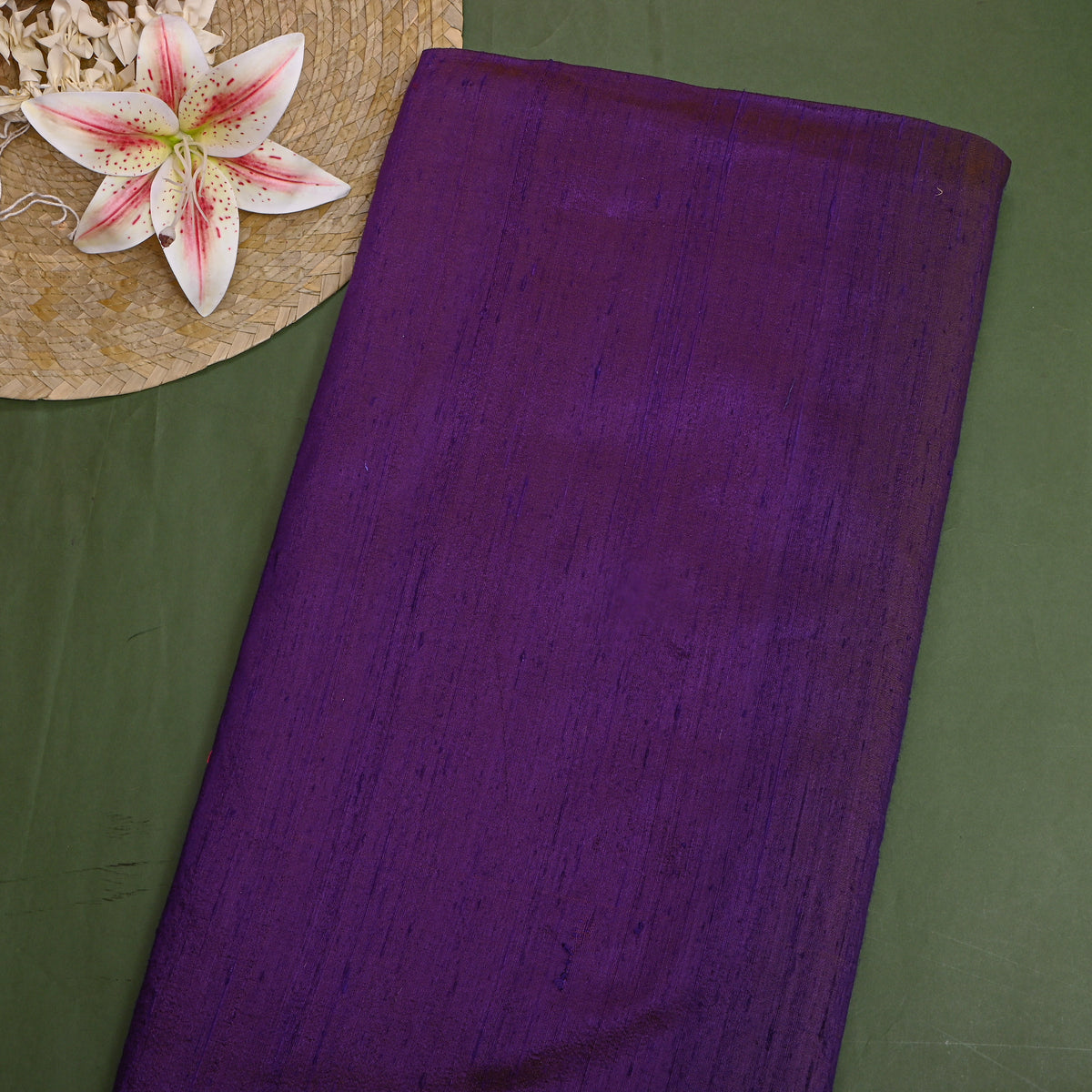 Grape Purple Plain Raw Silk Fabric