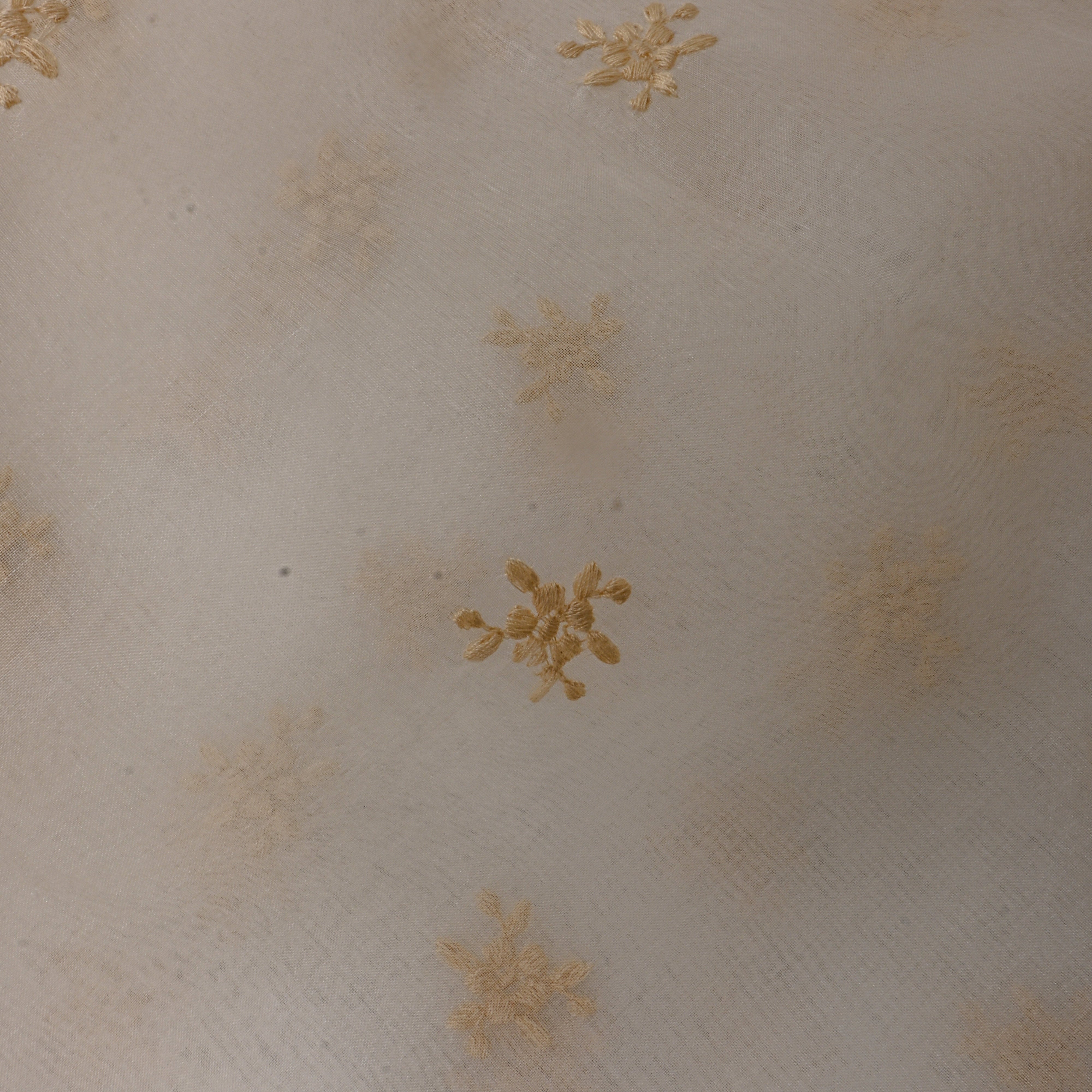 White Gold Star Booti Chanderi Fabric