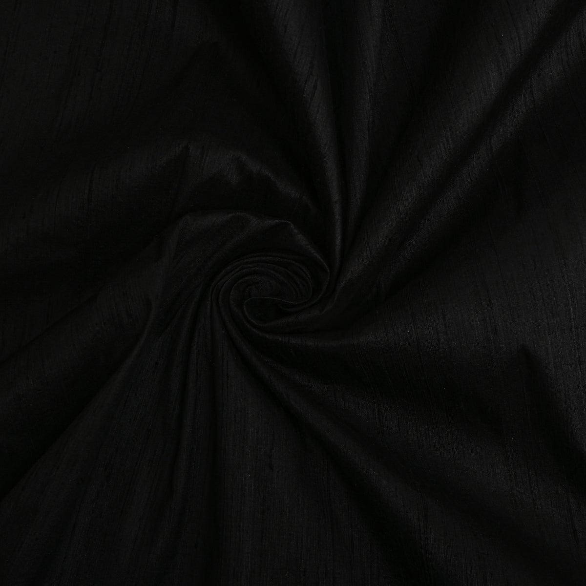 Jet Black Plain Raw Silk Fabric