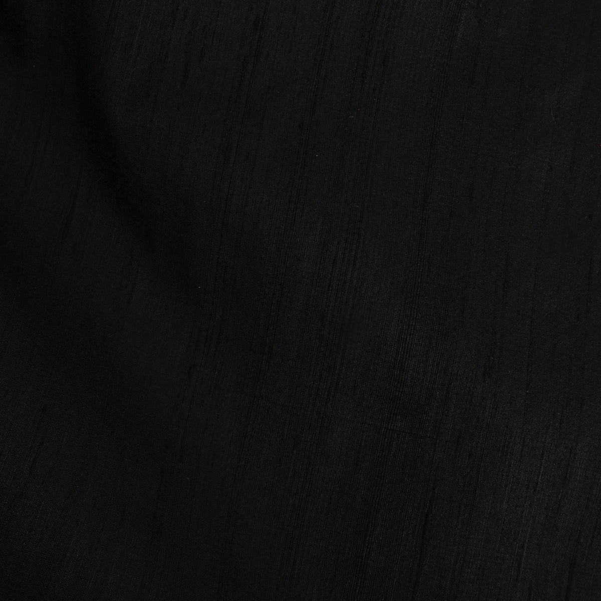 Jet Black Plain Raw Silk Fabric