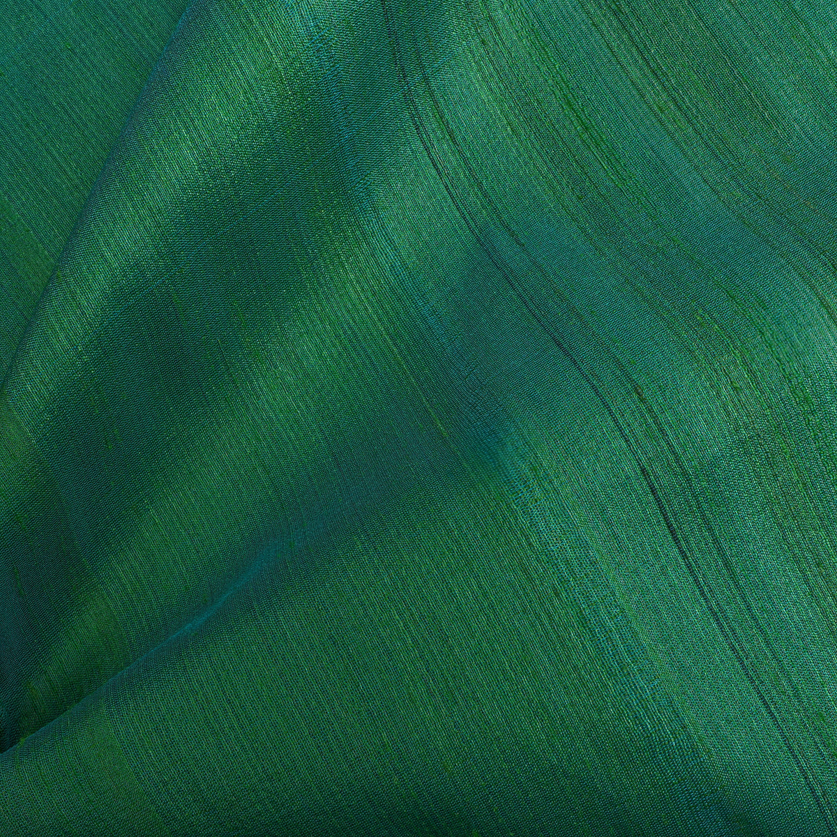 Peacock Green Plain Tussar Silk Fabric