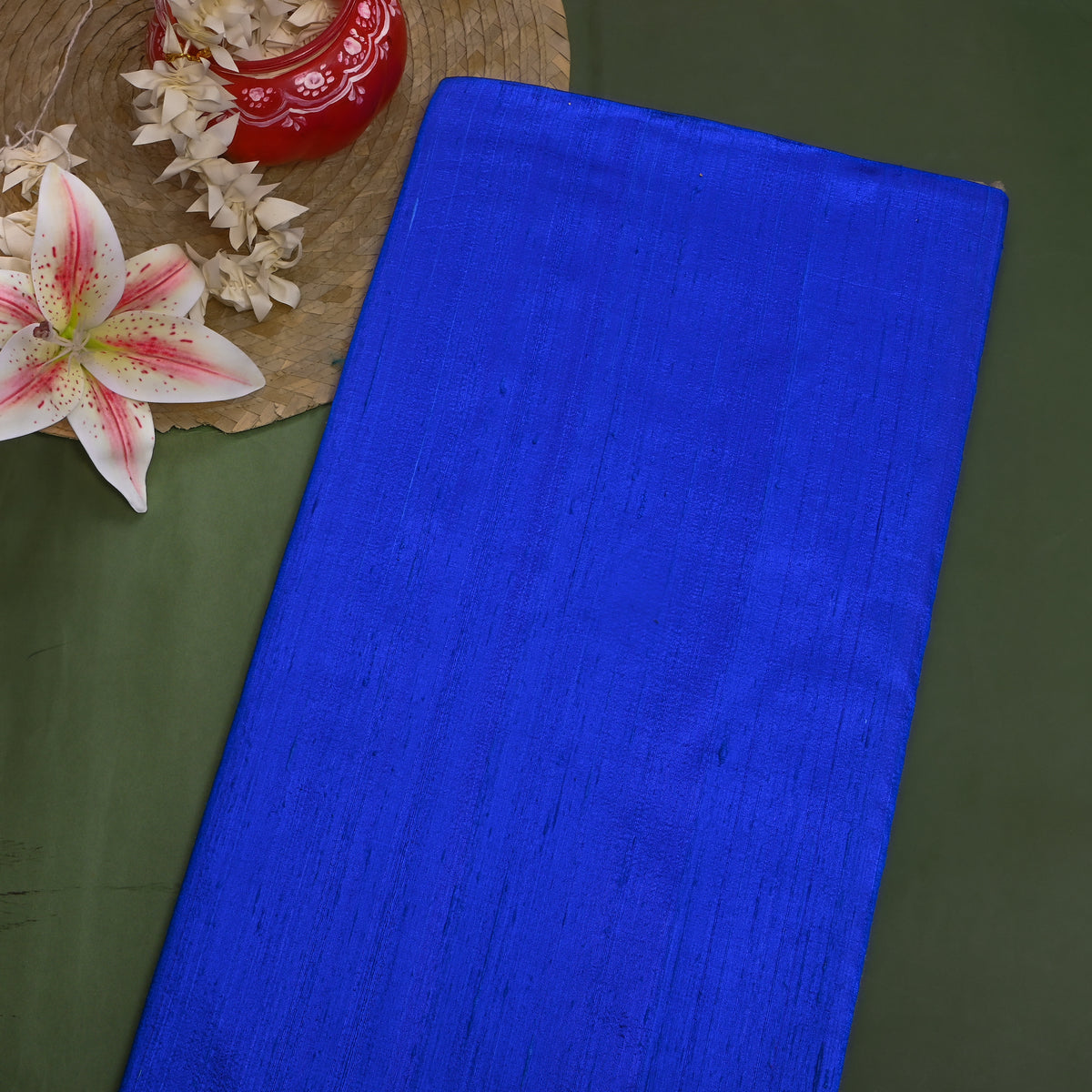 Royal Blue Plain Raw Silk Fabric