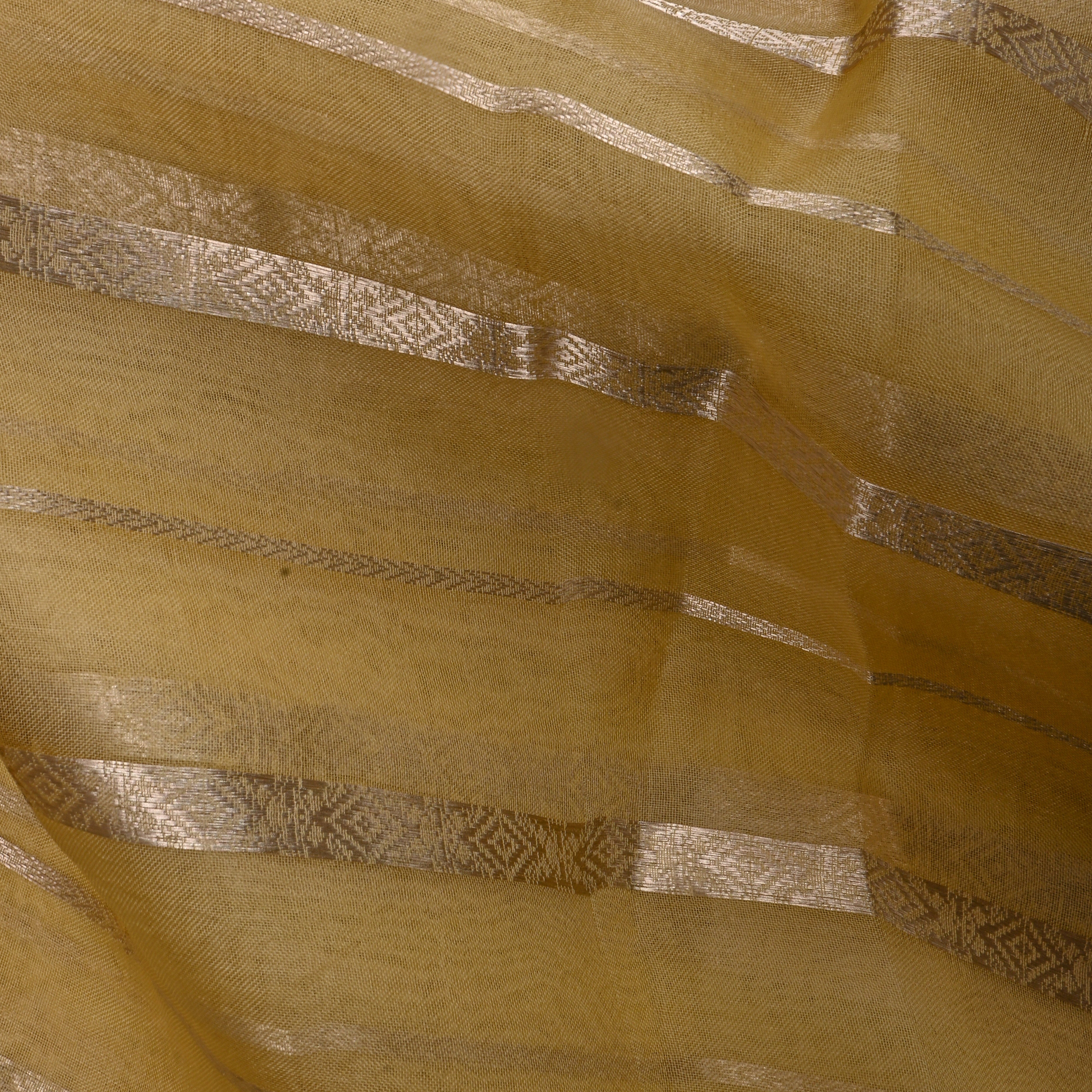 Gold Striped Zari Embroidered Organza