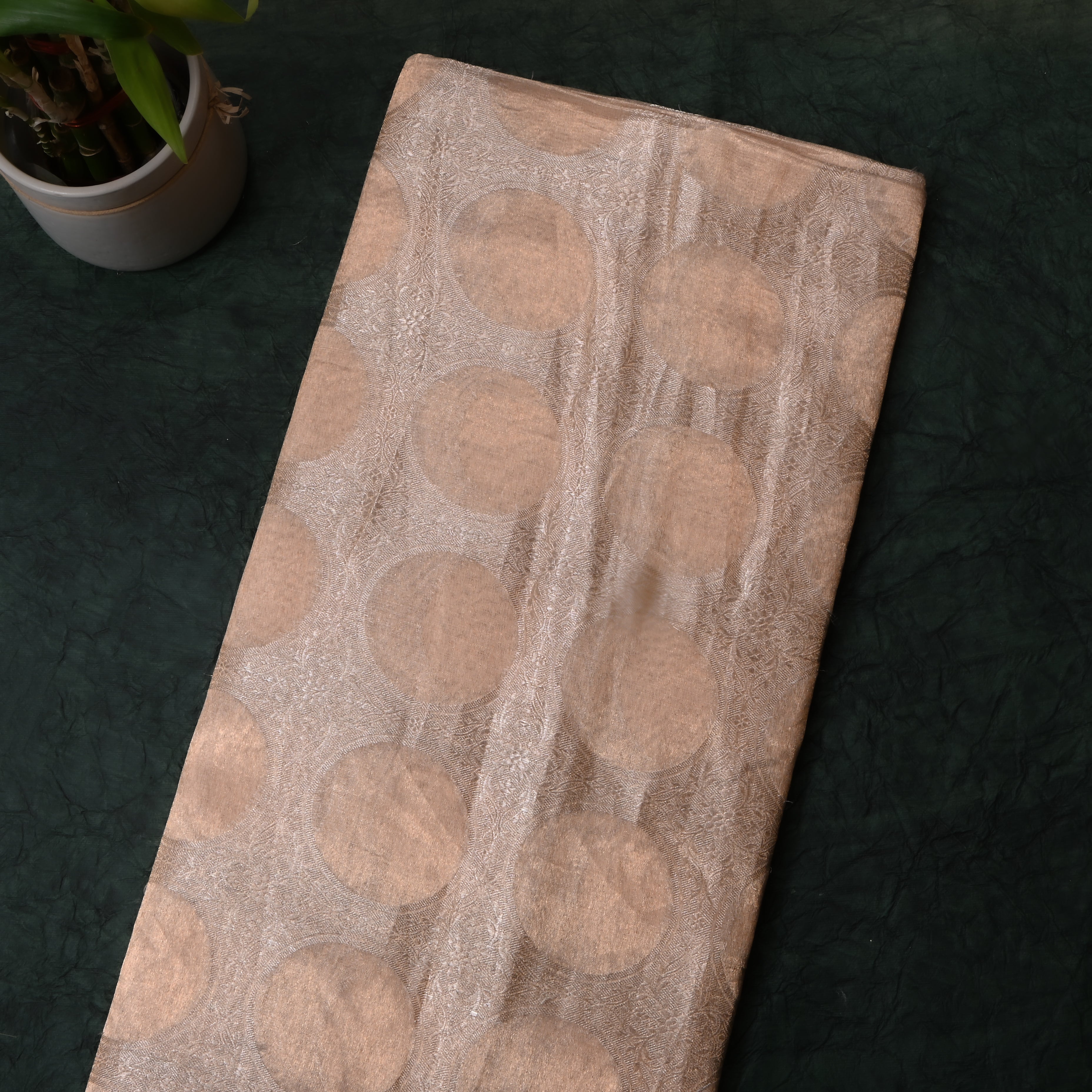 Pastel Gold Jamawar Tissue Fabric
