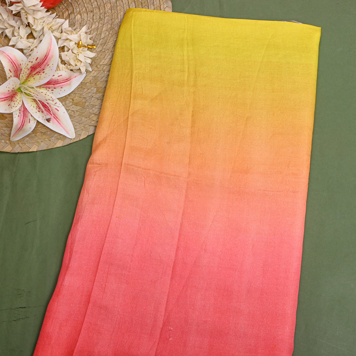 Mango Ombre Sheded Silk Fabric