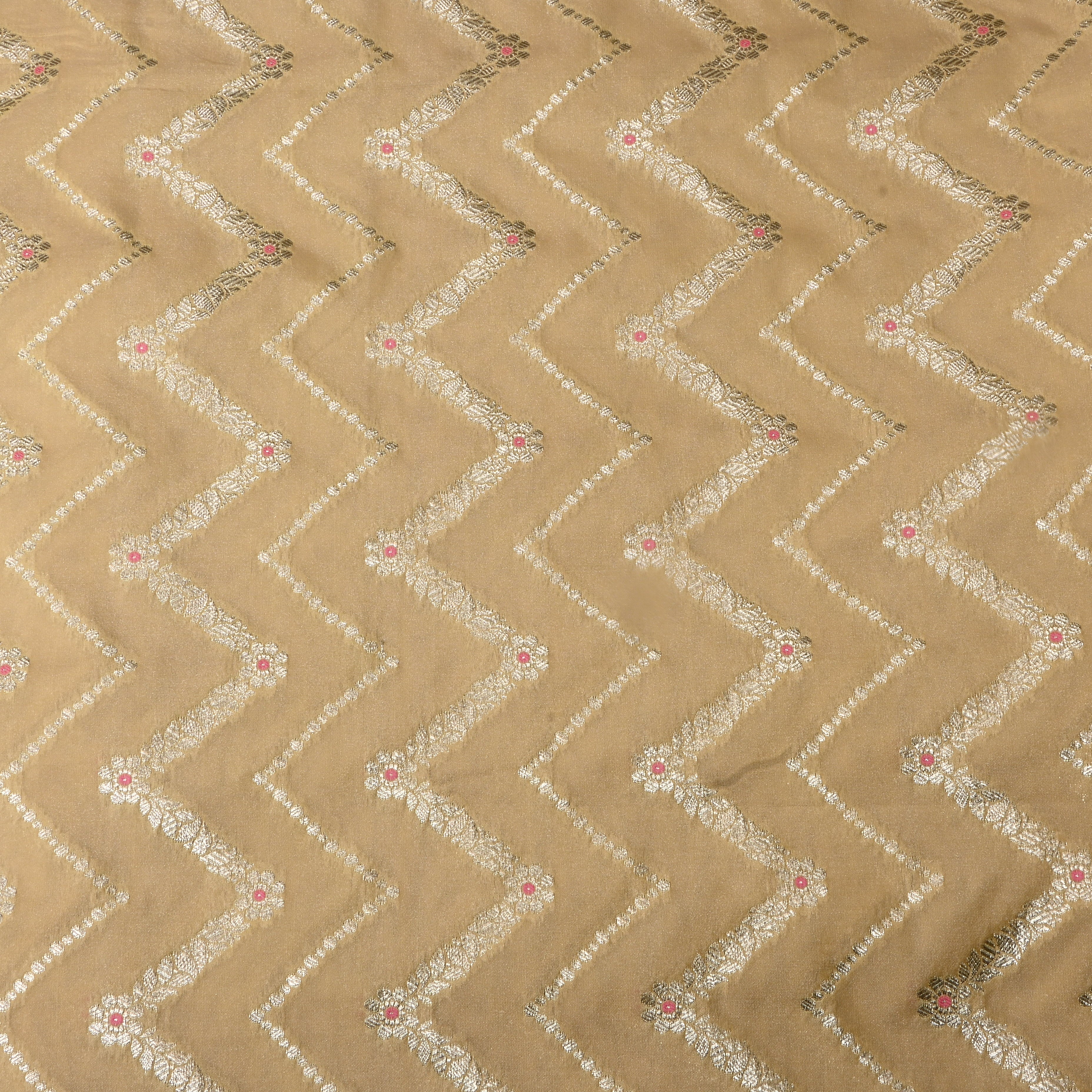 Dark Beige Jamawar Silk Fabric