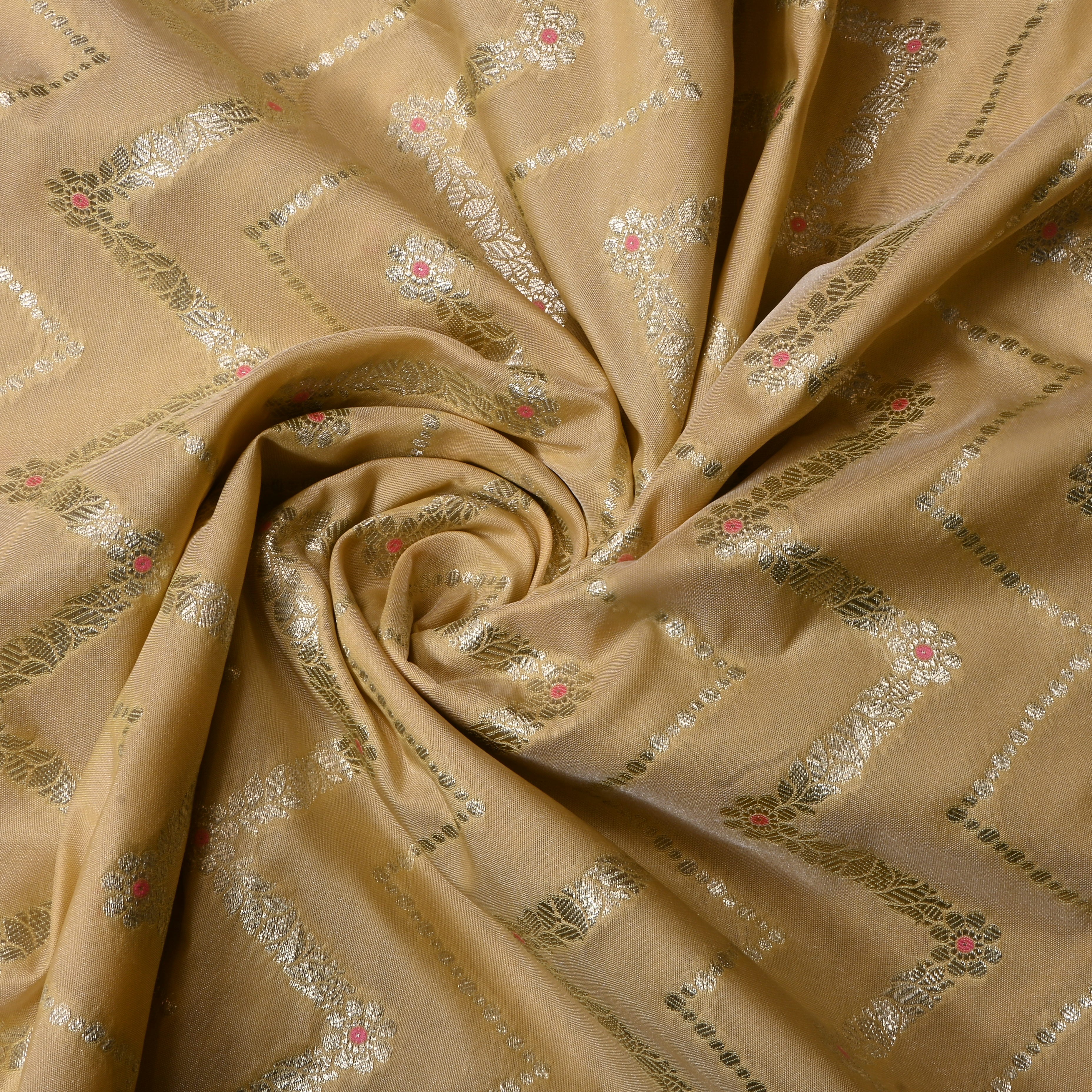 Dark Beige Jamawar Silk Fabric