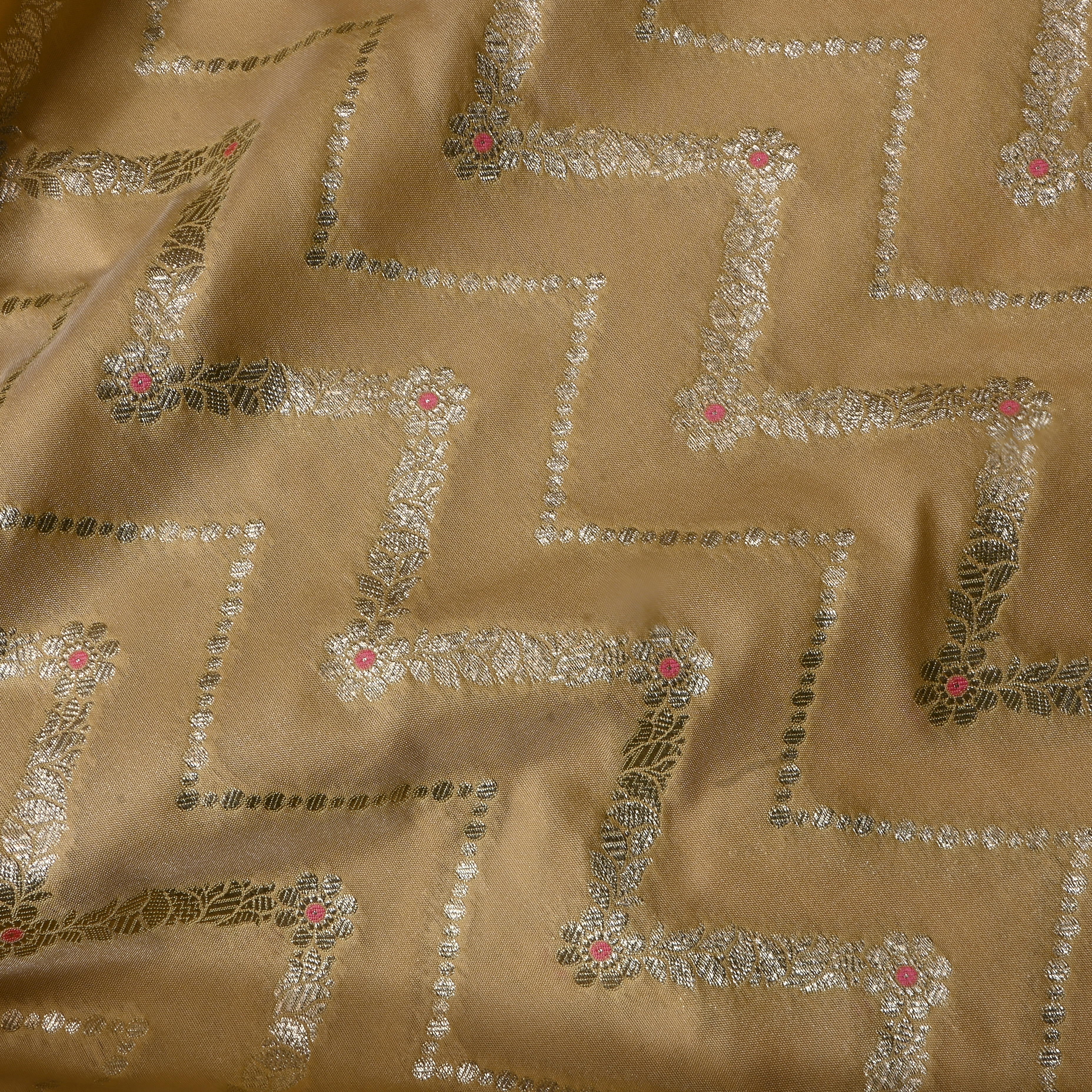 Dark Beige Jamawar Silk Fabric