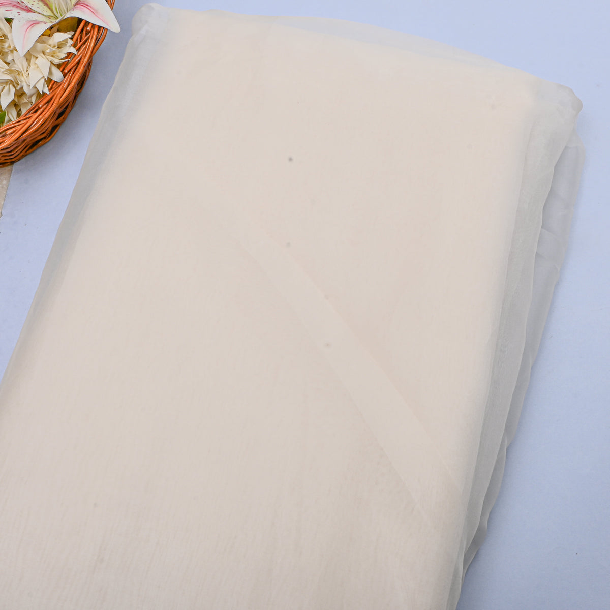 Plain Milk White Organza Fabric