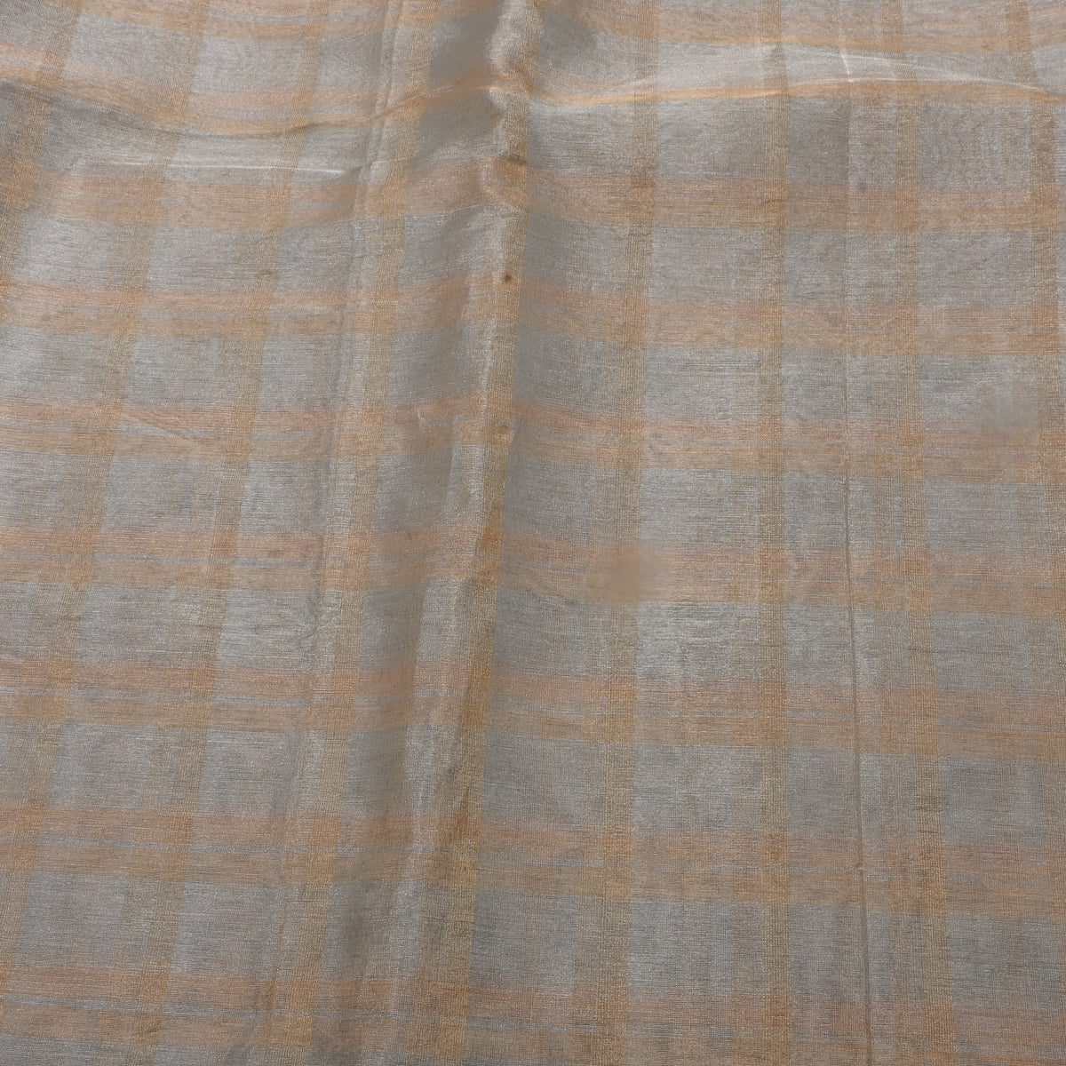 Ash Grey Woven Check Tissue Fabric