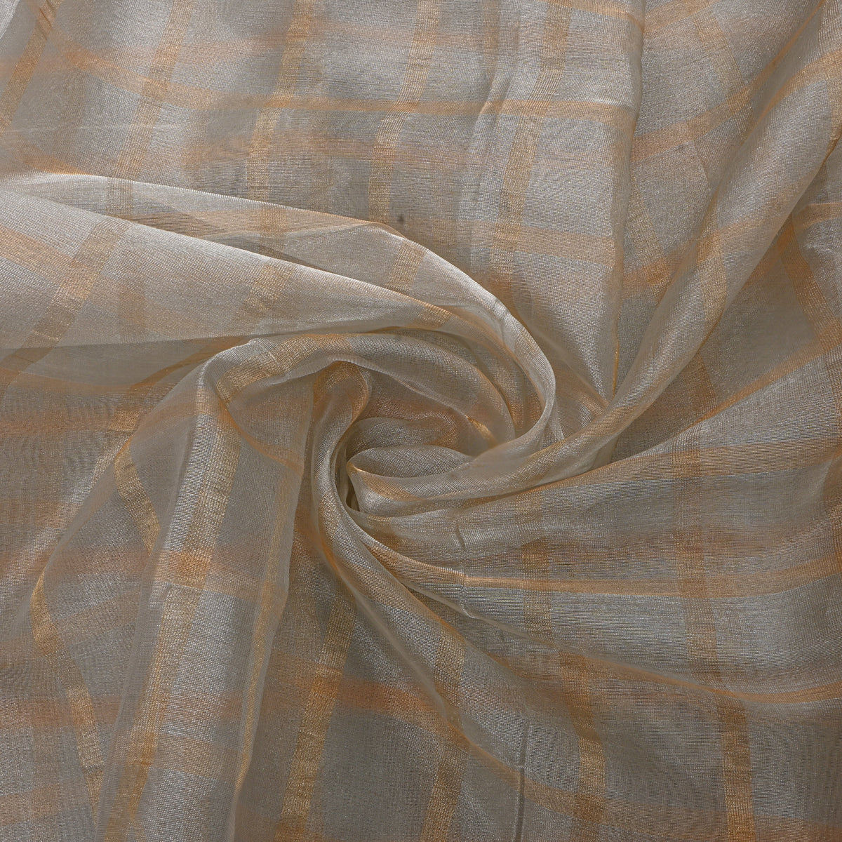 Ash Grey Woven Check Tissue Fabric