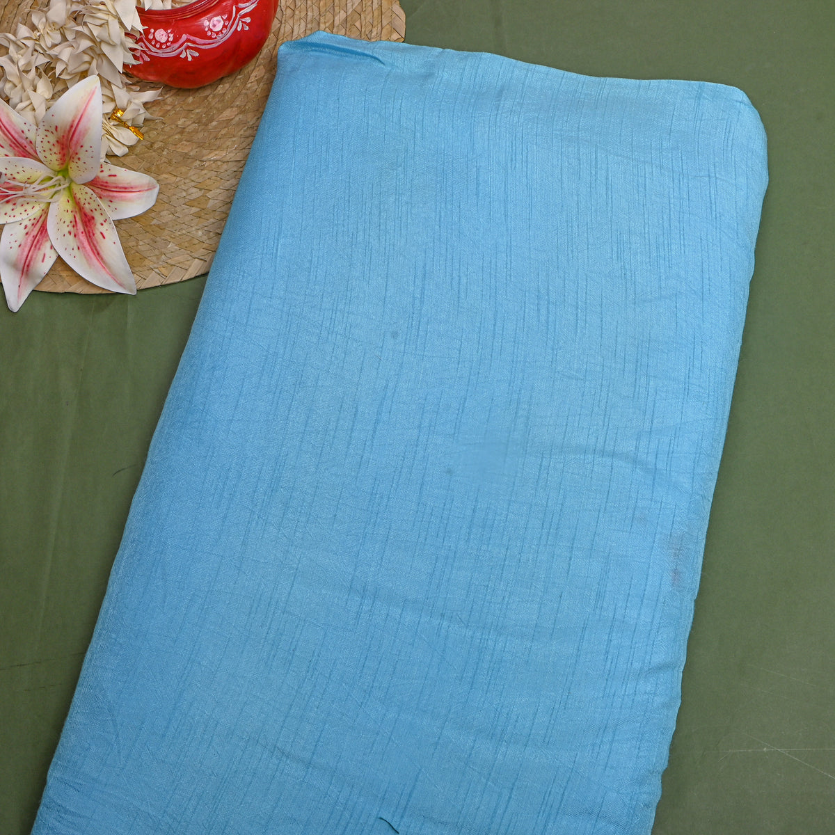 Sky Blue Dola Silk Plain Fabric