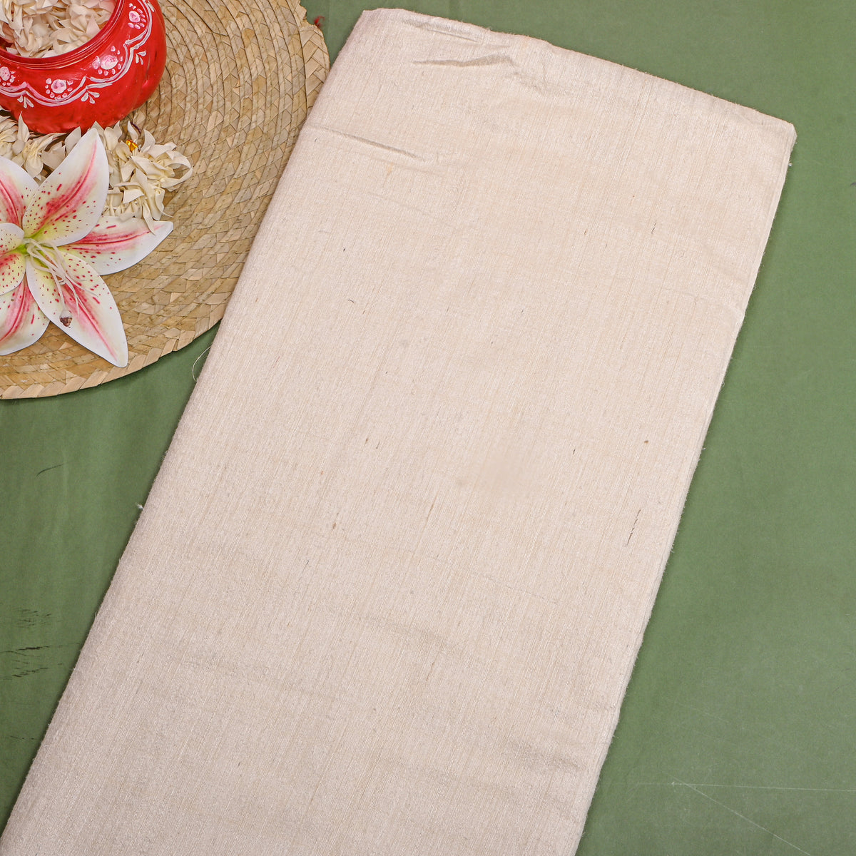Cotton White Plain Double Matka Silk Fabric