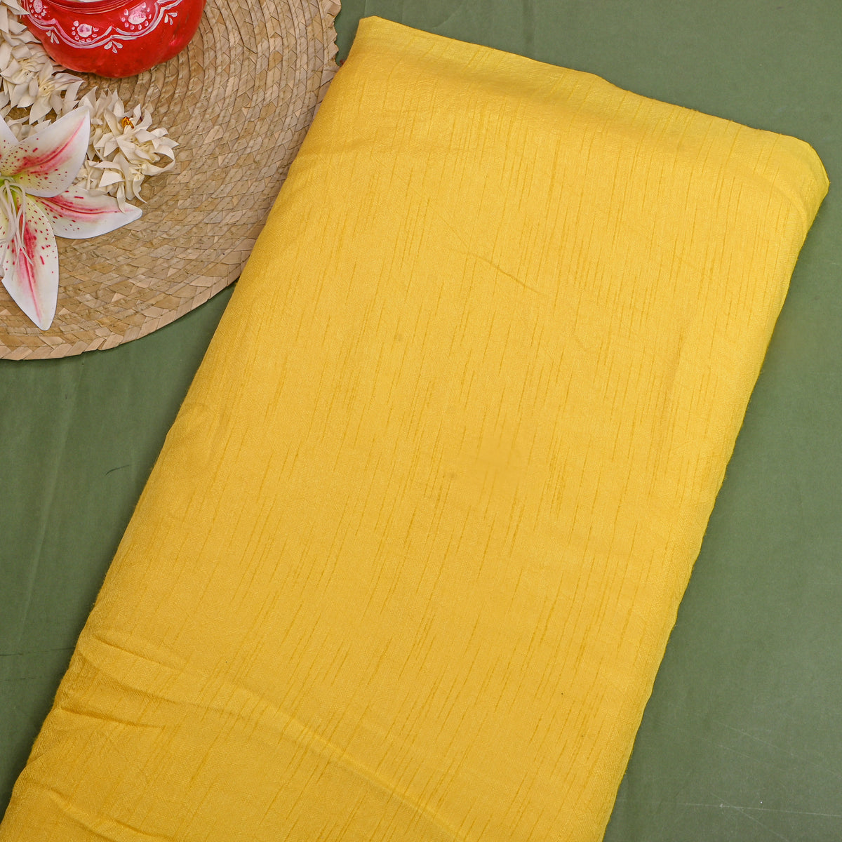 Yellow Dola Silk Plain Fabric