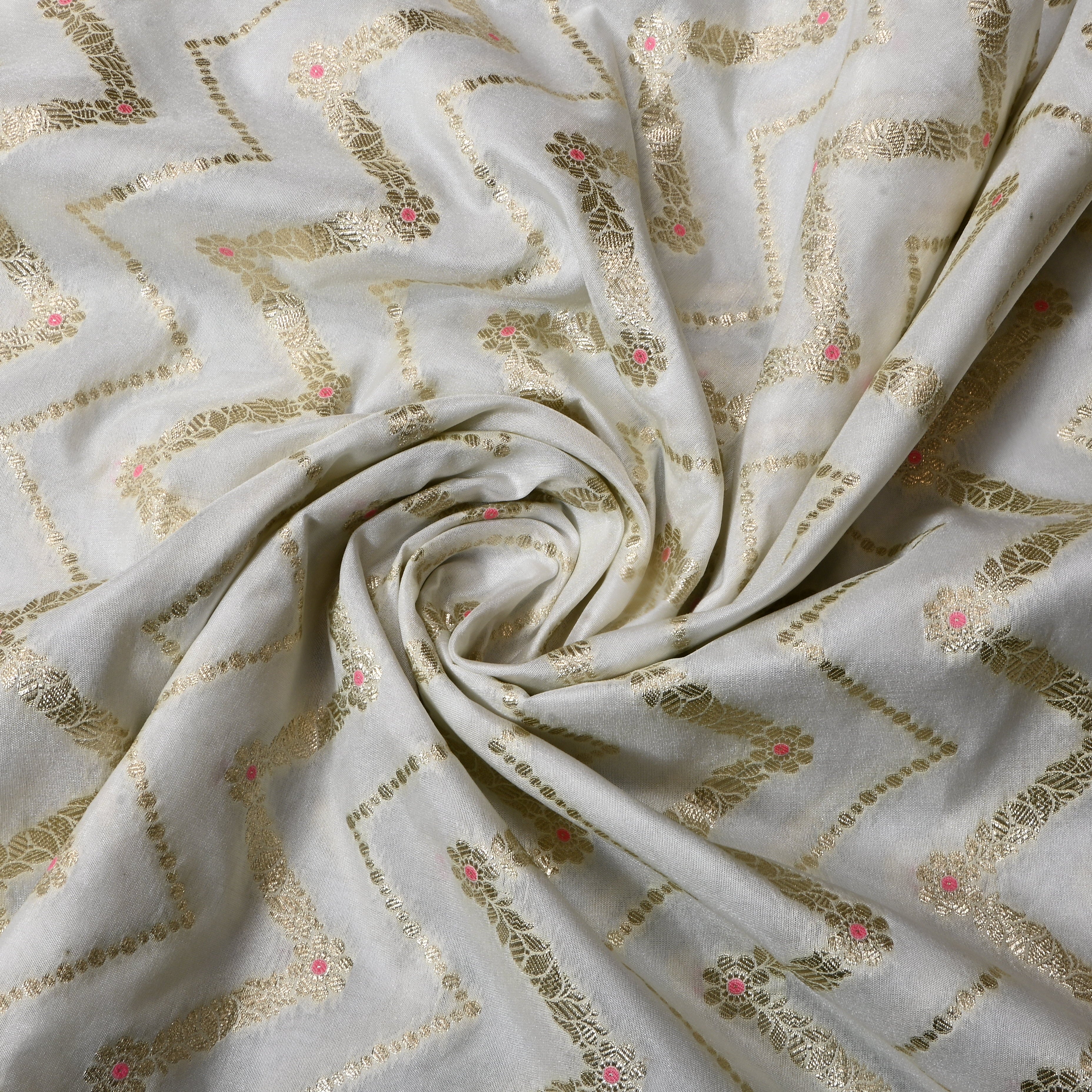 Off-White Jamawar Silk Fabric