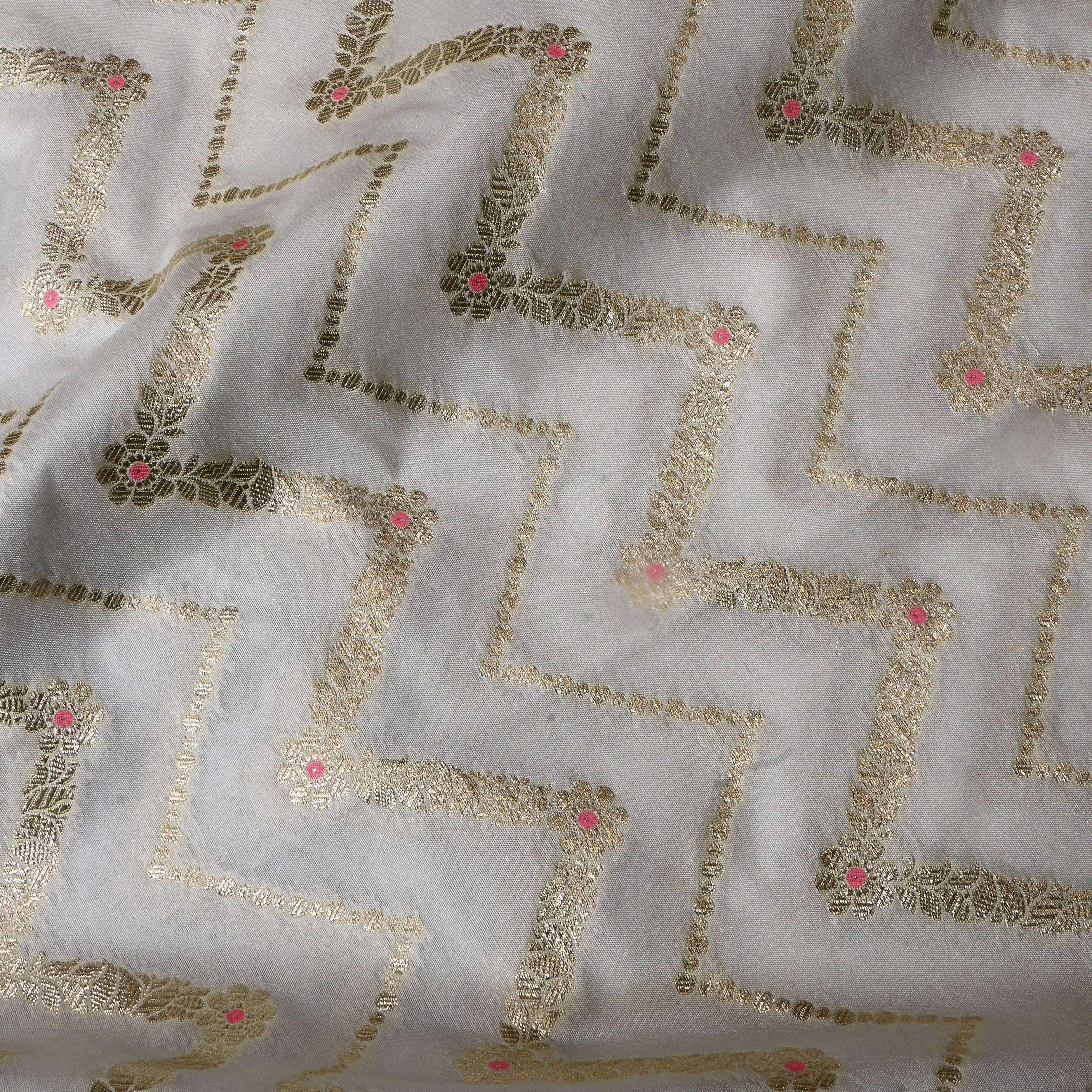 Off-White Jamawar Silk Fabric