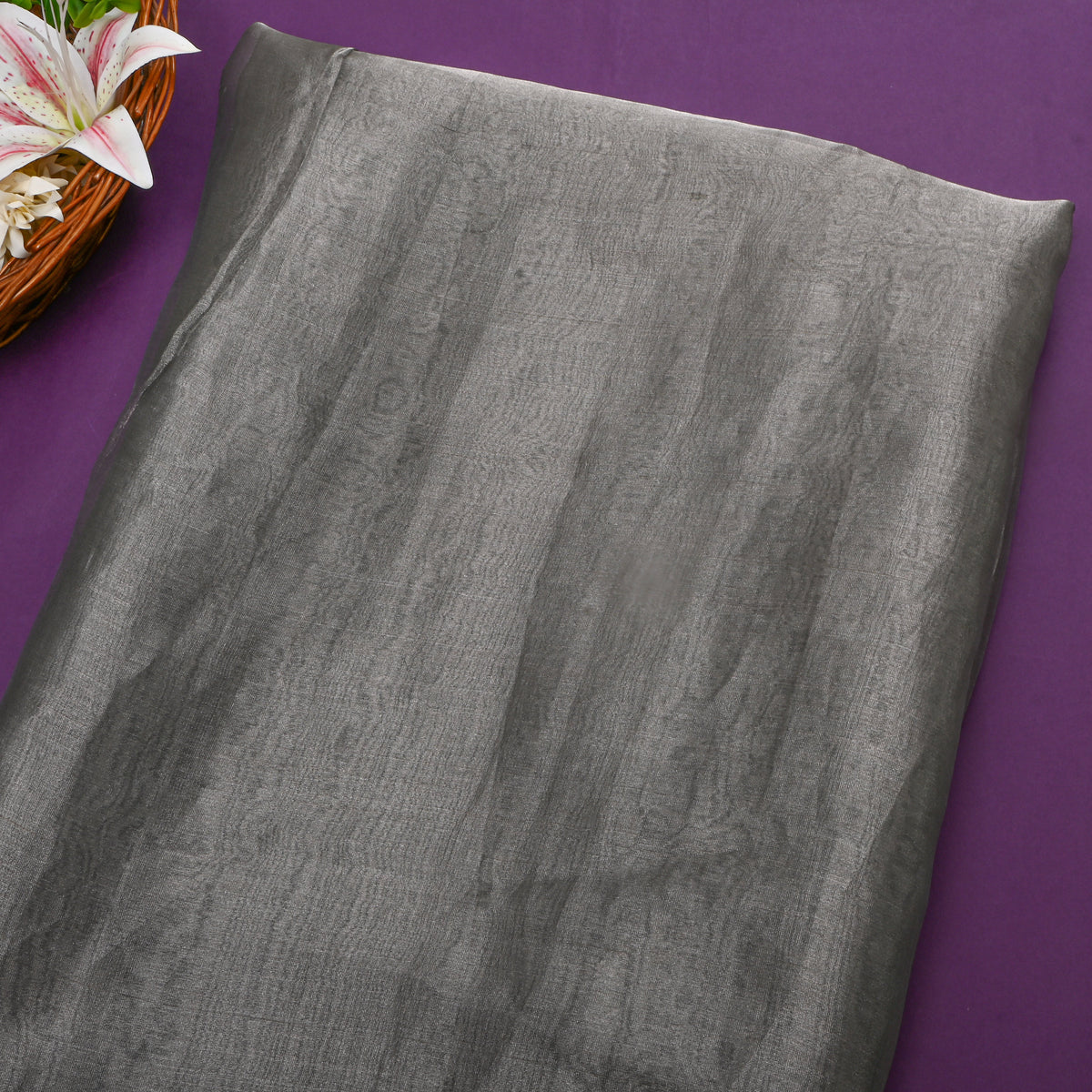 Dark Grey Plain Tissue Fabric