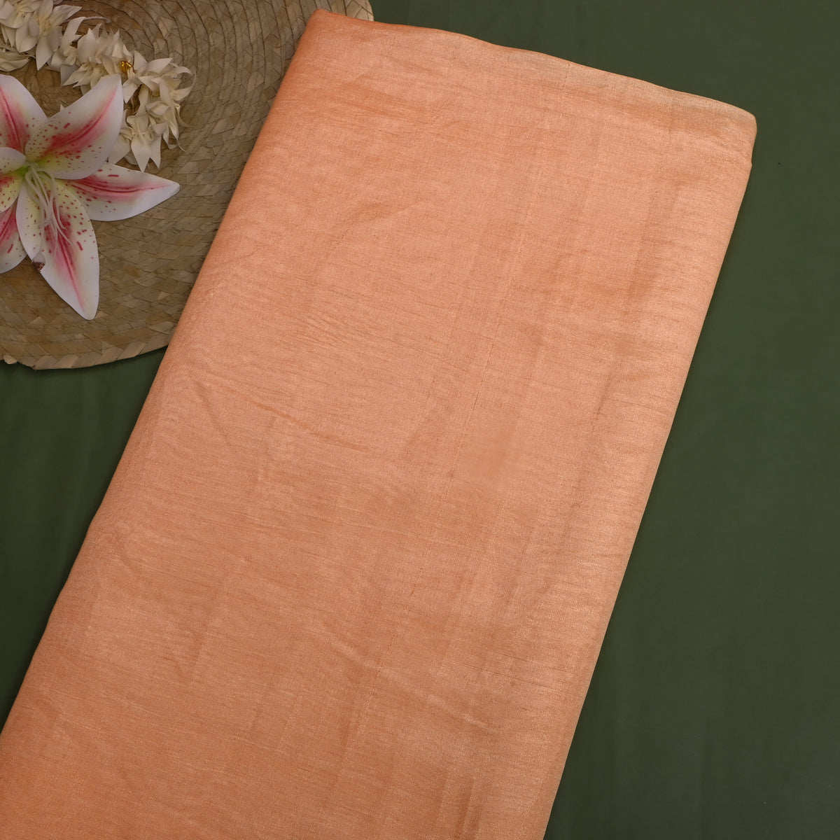 Peach Blush Plain Tissue Fabric