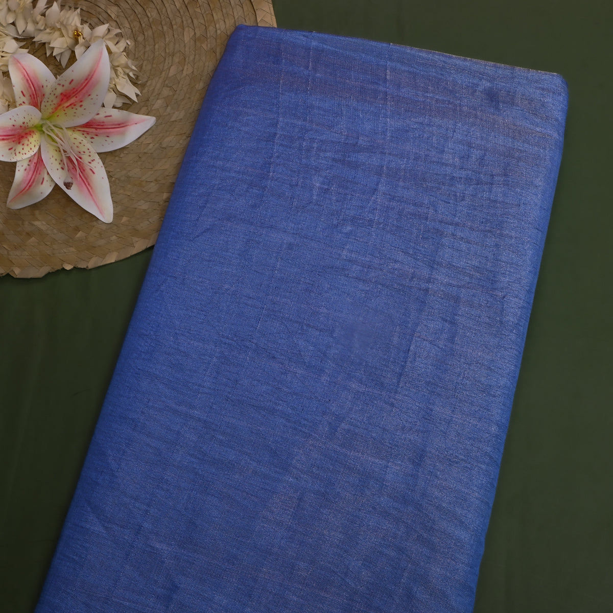 Sapphire Plain Tissue Silk Fabric