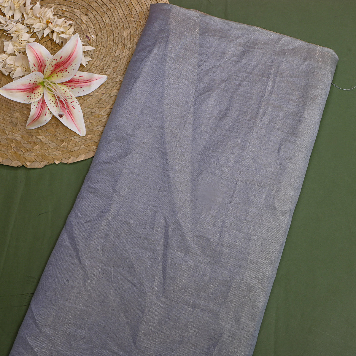 Steel Blue Plain Tissue Fabric