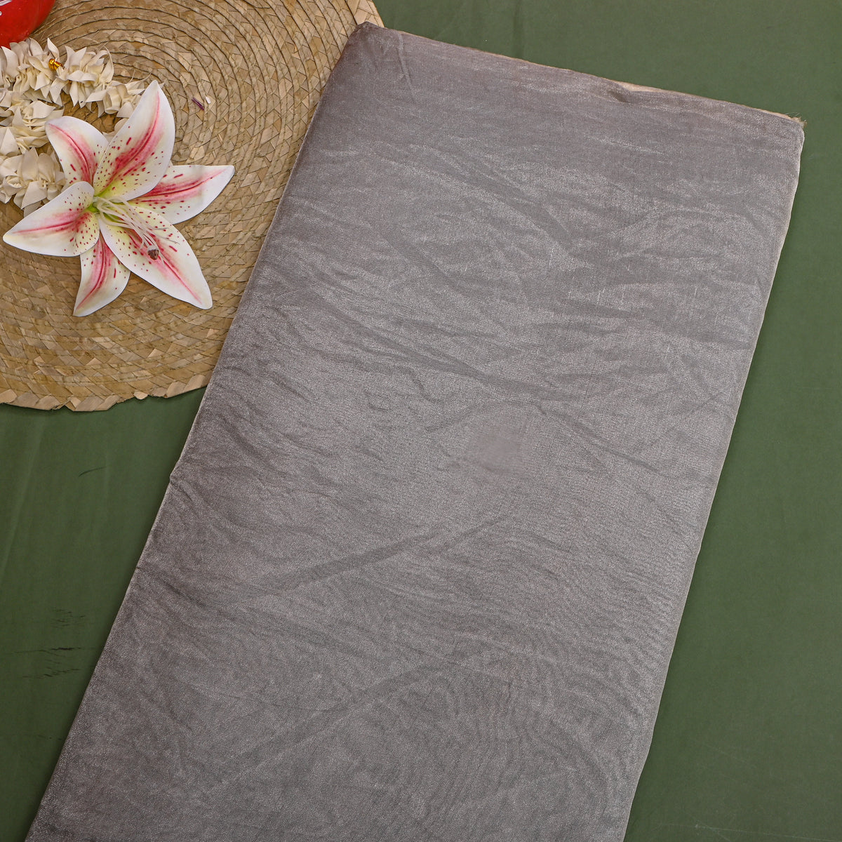 Pewter Grey Plain Tissue Fabric