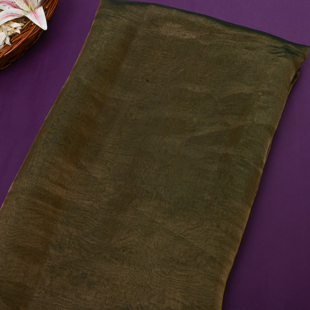 Shinny Sap Green Plain Tissue Fabric