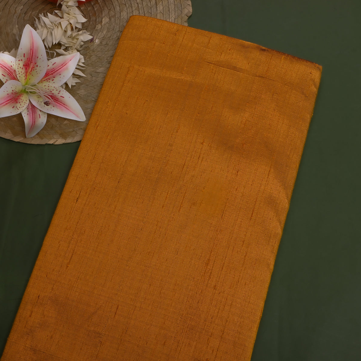 Caramel Brown Plain Raw Silk Fabric