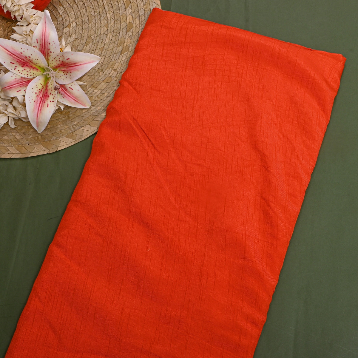 Orange Dola Silk Plain Fabric