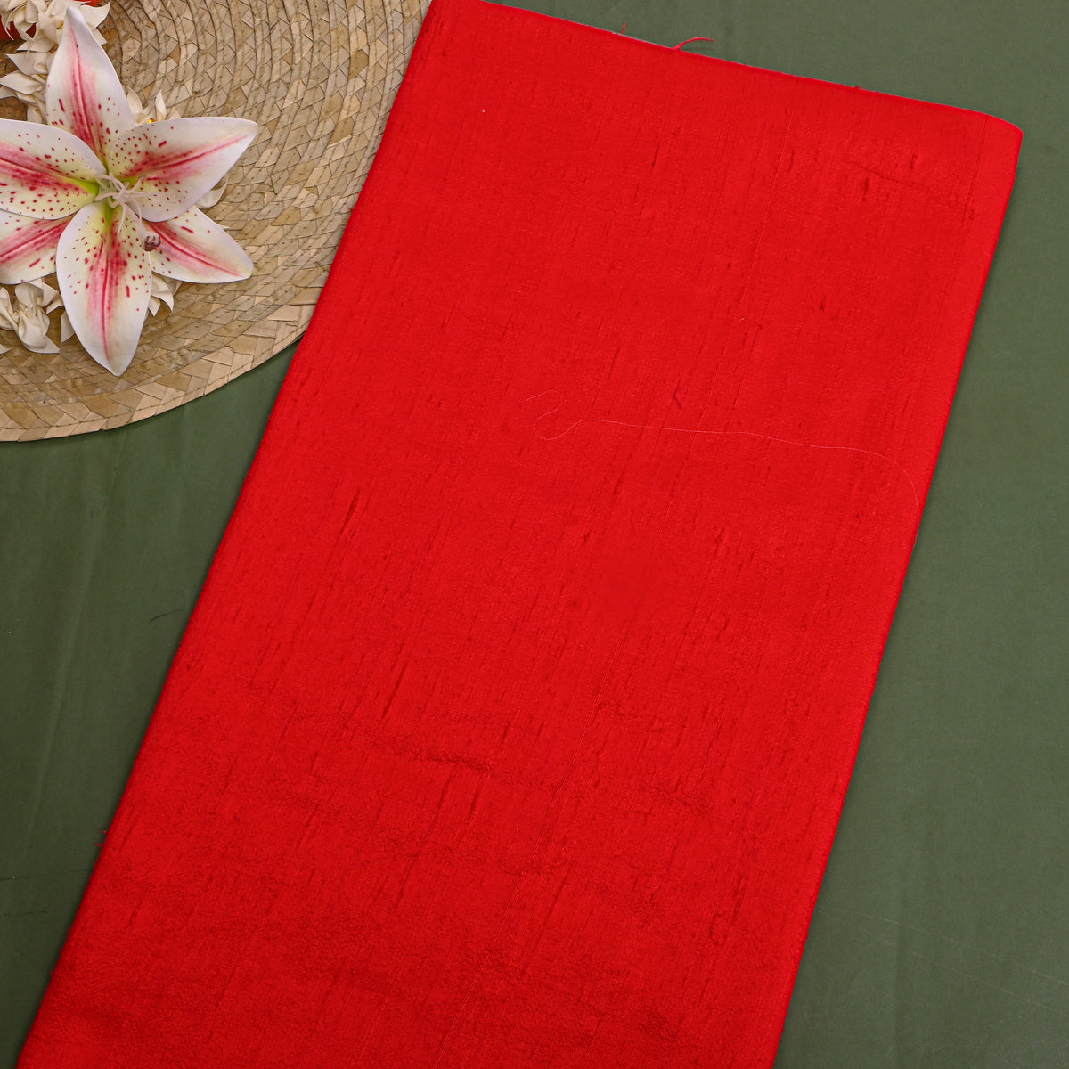 Cardinal Plain Raw Silk Fabric
