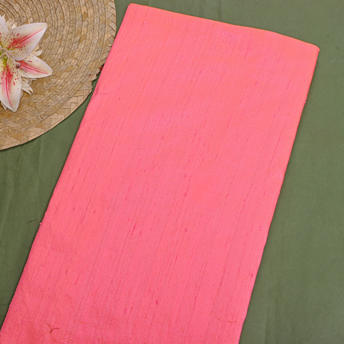 Peglet Pink Plain Raw Silk Fabric