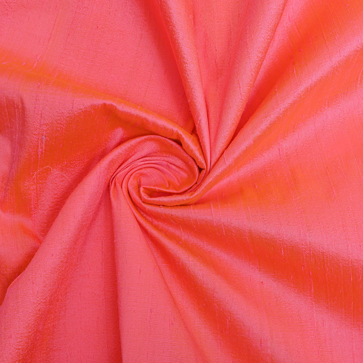 Coral Plain Raw Silk Fabric